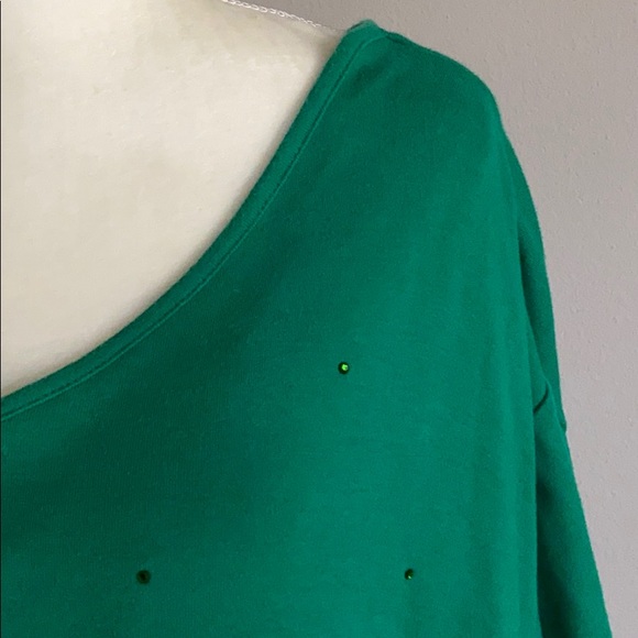 Quacker Factory Top Green Sequin Top Blouse Sz 3X - Picture 3 of 6